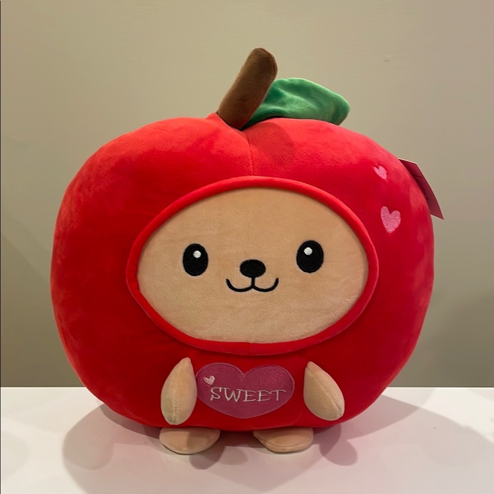 New 14” Smoochy Pals Teddy Bear in Apple Costume Valentines Plush by Linzy Toys